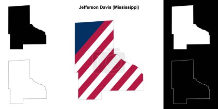 Illustration for Jefferson Davis County (Mississippi) outline map set - Royalty Free Image