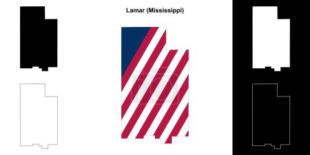 Téléchargez les illustrations : Carte générale du comté de Lamar (Mississippi) - en licence libre de droit