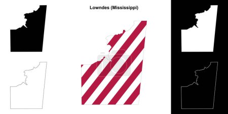 Lowndes County (Mississippi) umrissenes Kartenset