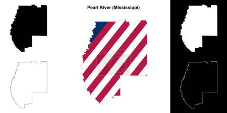 Pearl River County (Mississippi) outline map set