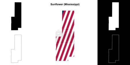 Sunflower County (Mississippi) Umrisskarte Set