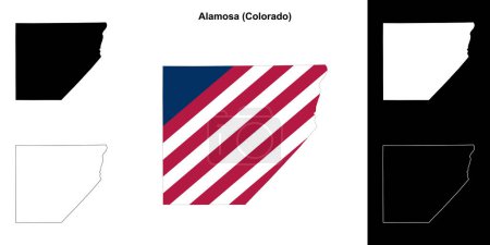 Ilustración de Conjunto de mapas de contorno del Condado de Alamosa (Colorado) - Imagen libre de derechos