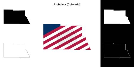 Ilustración de Condado de Archuleta (Colorado) esquema mapa conjunto - Imagen libre de derechos