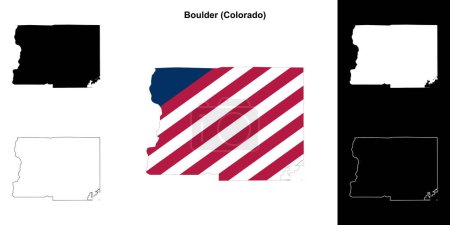Ilustración de Condado de Boulder (Colorado) esquema mapa conjunto - Imagen libre de derechos
