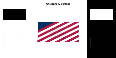 Ilustración de Condado de Cheyenne (Colorado) esquema mapa conjunto - Imagen libre de derechos