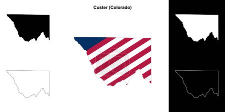 Ilustración de Conjunto de mapas de contorno del Condado de Custer (Colorado) - Imagen libre de derechos