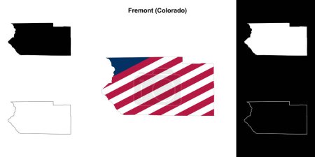 Ilustración de Conjunto de mapas del contorno del Condado de Fremont (Colorado) - Imagen libre de derechos