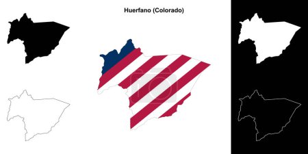 Ilustración de Condado de Huerfano (Colorado) esquema mapa conjunto - Imagen libre de derechos
