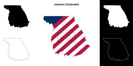 Ilustración de Jackson County (Colorado) esquema mapa conjunto - Imagen libre de derechos