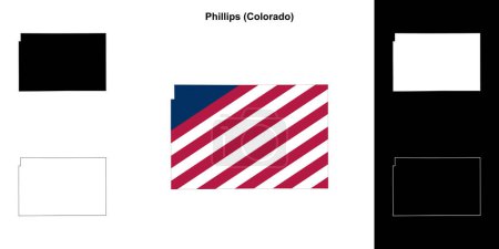 Ilustración de Phillips County (Colorado) esquema mapa conjunto - Imagen libre de derechos