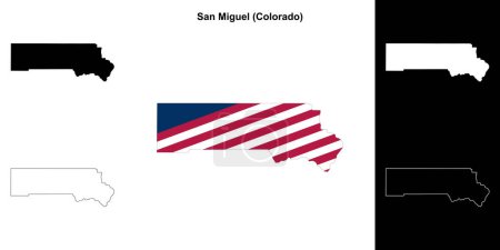 Ilustración de Condado de San Miguel (Colorado) esquema mapa conjunto - Imagen libre de derechos