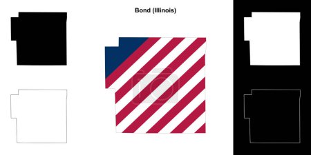 Ilustración de Conjunto de mapas de esquema del Condado de Bond (Illinois) - Imagen libre de derechos