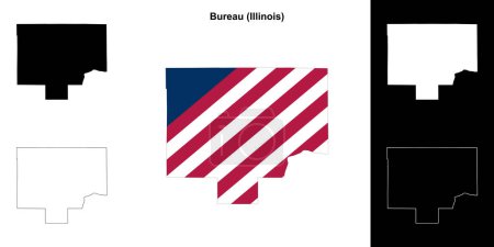 Ilustración de Bureau County (Illinois) esquema mapa conjunto - Imagen libre de derechos