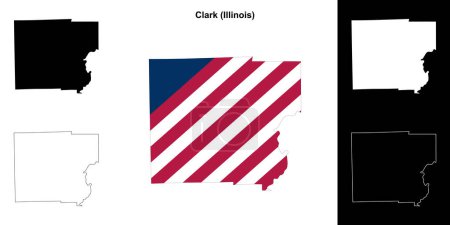 Ilustración de Conjunto de mapas esquemáticos del Condado de Clark (Illinois) - Imagen libre de derechos