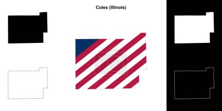 Téléchargez les illustrations : Carte générale du comté de Coles (Illinois) - en licence libre de droit