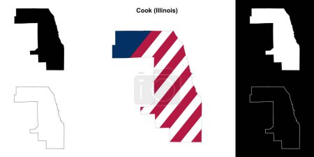 Cook County (Illinois) outline map set