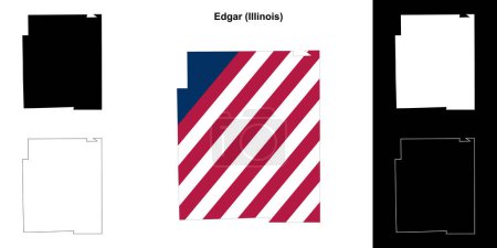 Ilustración de Edgar County (Illinois) esquema mapa conjunto - Imagen libre de derechos