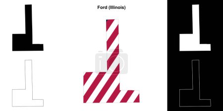 Téléchargez les illustrations : Ford County (Illinois) schéma carte - en licence libre de droit