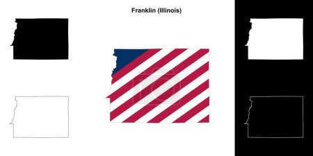Ilustración de Conjunto de mapas de esquema del Condado de Franklin (Illinois) - Imagen libre de derechos