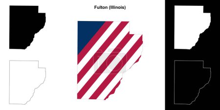 Illustration for Fulton County (Illinois) outline map set - Royalty Free Image