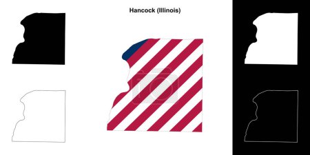 Ilustración de Hancock County (Illinois) esquema conjunto de mapas - Imagen libre de derechos