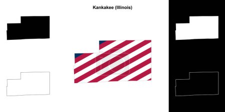 Kankakee County (Illinois) outline map set
