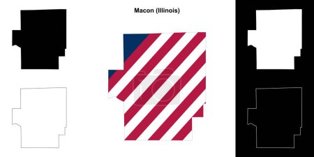 Téléchargez les illustrations : Carte générale du comté de Macon (Illinois) - en licence libre de droit