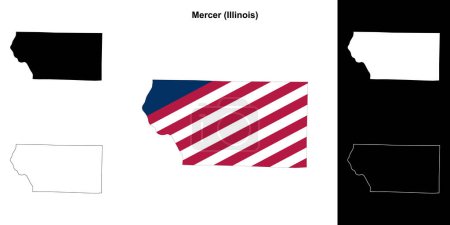 Mercer County (Illinois) outline map set