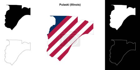 Ilustración de Conjunto de mapas de contorno del Condado de Pulaski (Illinois) - Imagen libre de derechos