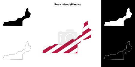 Rock Island County (Illinois) outline map set