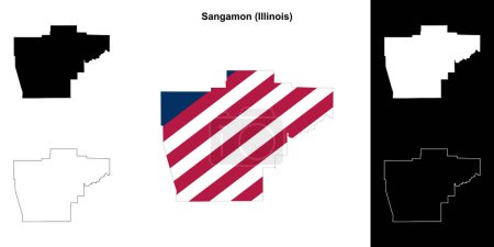 Sangamon County (Illinois) outline map set