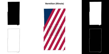 Ilustración de Conjunto de mapas del Condado de Vermilion (Illinois) - Imagen libre de derechos
