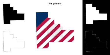 Will County (Illinois) outline map set