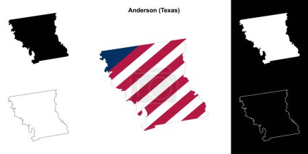 Ilustración de Conjunto de mapas de contorno del Condado de Anderson (Texas) - Imagen libre de derechos