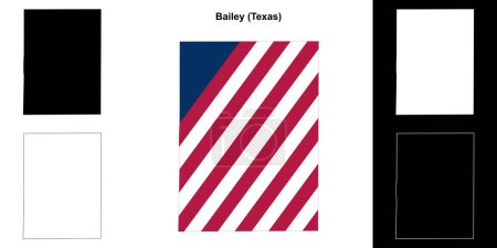 Illustration for Bailey County (Texas) outline map set - Royalty Free Image