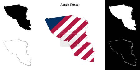 Ilustración de Conjunto de mapas de contorno del Condado de Austin (Texas) - Imagen libre de derechos