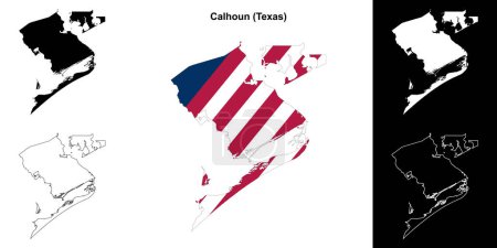 Conjunto de mapas de contorno del Condado de Calhoun (Texas)