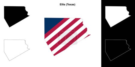 Ellis County (Texas) outline map set