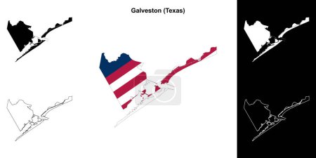 Galveston County (Texas) outline map set