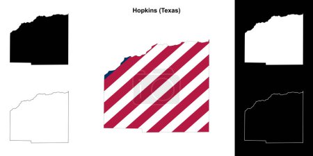 Conjunto de mapas de contorno del Condado de Hopkins (Texas)