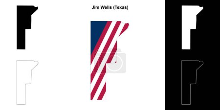 Illustration for Jim Wells County (Texas) outline map set - Royalty Free Image