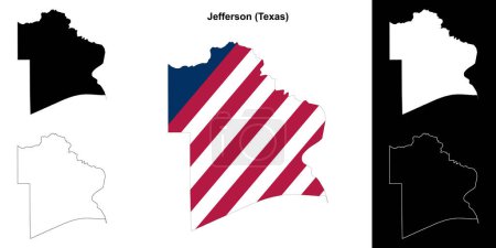 Illustration for Jefferson County (Texas) outline map set - Royalty Free Image