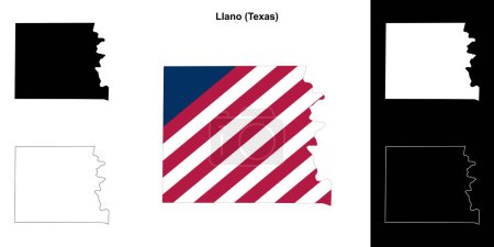 Llano County (Texas) outline map set