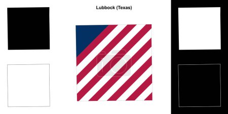 Lubbock County (Texas) umrissenes Kartenset
