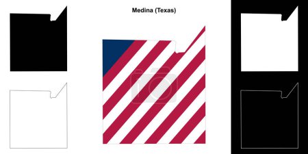 Téléchargez les illustrations : Ensemble de cartes générales du comté de Medina (Texas) - en licence libre de droit