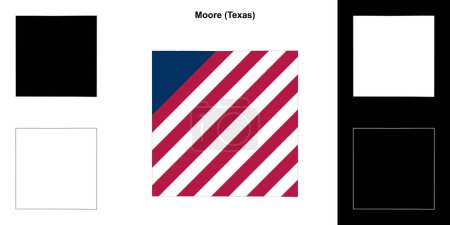 Illustration for Moore County (Texas) outline map set - Royalty Free Image