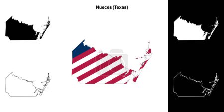 Nueces County (Texas) umrissenes Kartenset