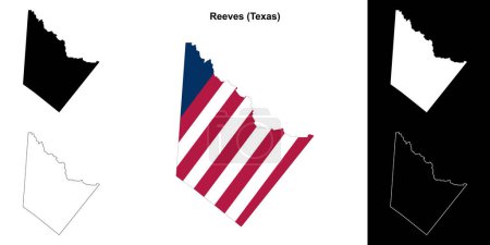 Illustration for Reeves County (Texas) outline map set - Royalty Free Image