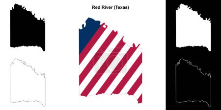 Illustration for Red River County (Texas) outline map set - Royalty Free Image