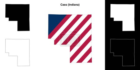 Cass County (Indiana) outline map set